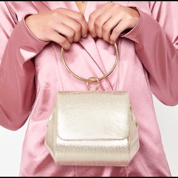 Zara Handbags - 🆕Zara O-Ring gold mini clutch or crossbody clear